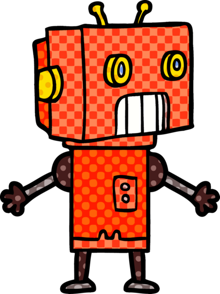 Bir insan tarafından çizilmiş çizgi film robotu