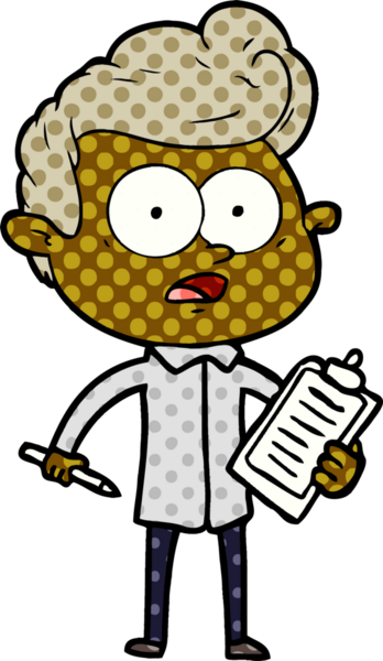 Bir insan tarafından çizilmiş şok olmuş bir karikatür satıcısı.