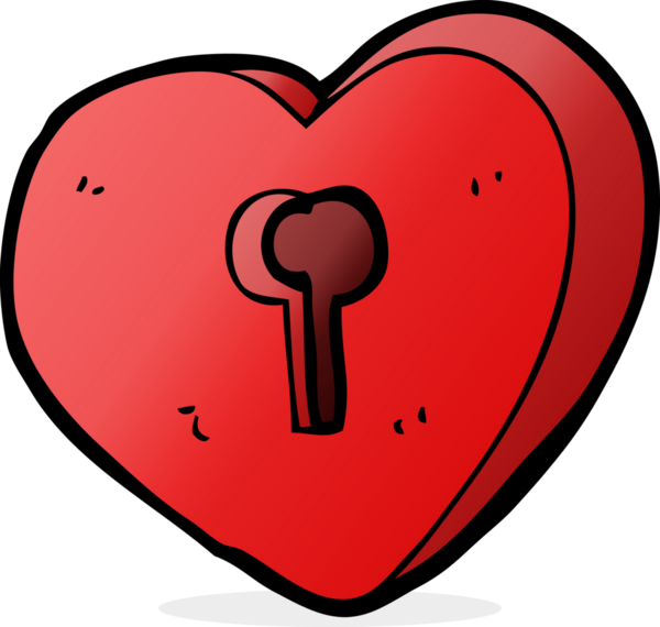 Bir insan tarafından çizilmiş anahtar deliği olan karikatür kalp.