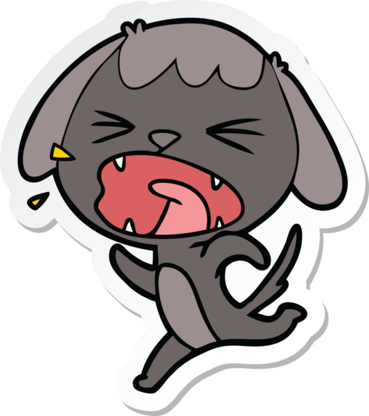 Bir insan tarafından çizilmiş şirin bir köpeğin çıkartması.