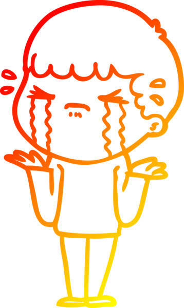 Bir insan tarafından çizilmiş ağlayan bir çizgi film karakteri çizimi.