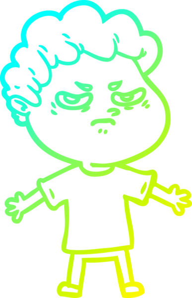 Bir insan tarafından çizilmiş kızgın bir adamın soğuk çizgi çizimi.