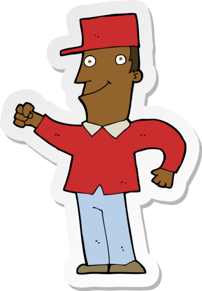 Bir insan tarafından çizilmiş havayı yumruklayan bir karikatür adamın çıkartması.