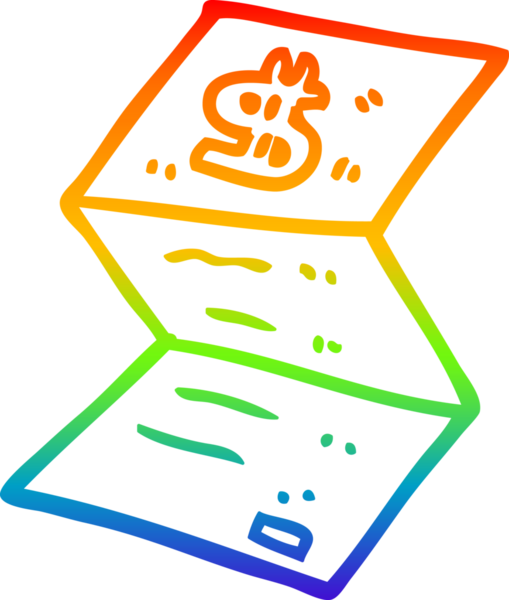 Gökkuşağı gradyanı çizimi bir insan tarafından çizilmiş yasal para mektubu