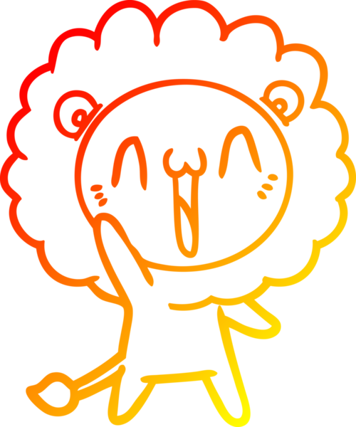 Bir insan tarafından çizilmiş mutlu çizgi film aslanının sıcak çizgi çizimi