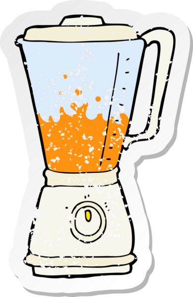 Bir insan tarafından çizilmiş karikatür meyve suyu mikserinin gerilimli etiketi.