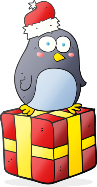 Bir insan tarafından çizilmiş serbest çizilmiş karikatür noel pengueni