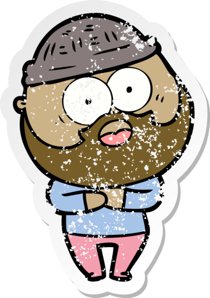 Bir insan tarafından çizilmiş sakallı bir adamın sıkıntılı çıkartması.