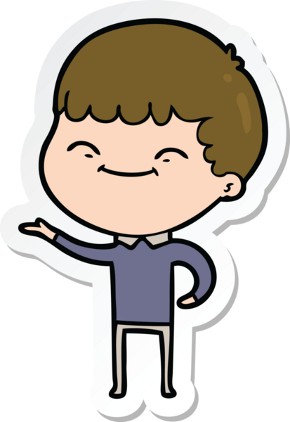 Bir insan tarafından çizilmiş mutlu bir çocuğun çıkartması.