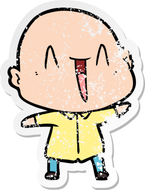 Bir insan tarafından çizilmiş mutlu, kel bir adamın sıkıntılı çıkartması.