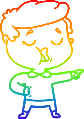 Gökkuşağı gradyan çizgi çizimi bir insan tarafından çizilen bir karikatür adamın çizimi