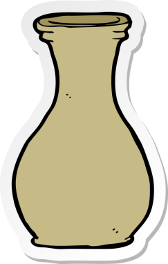 Bir insan tarafından çizilmiş bir vazonun etiketi.