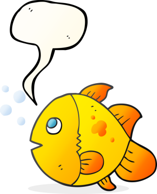 Bir insan tarafından çizilmiş serbest konuşma balonu karikatürü balığı.
