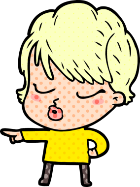 Bir insan tarafından çizilmiş gözleri kapalı çizgi film kadını.