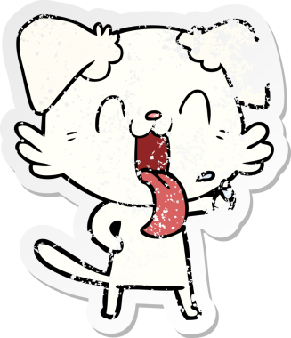 Bir insan tarafından çizilmiş, nefes nefese kalmış bir köpeğin sıkıntılı çıkartması.