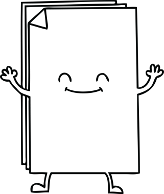 Bir insan tarafından çizilmiş garip çizgi film mutlu kağıt yığını