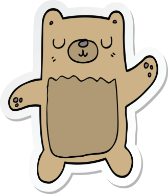 Bir insan tarafından çizilmiş çizgi film ayısının çıkartması.