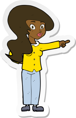 Çizgi film çıkartması. Güzel bir kadın, bir insan tarafından çizilmiş.