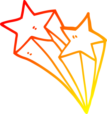 Bir insanın çizdiği kayan yıldızların sıcak çizgi çizimi