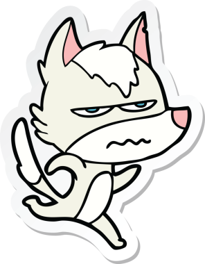 Bir insan tarafından çizilmiş kızgın bir kurdun çıkartması.