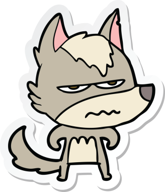 Bir insan tarafından çizilmiş kızgın bir kurdun çıkartması.