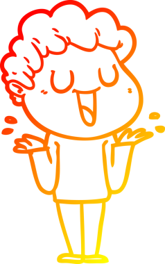 Bir insan tarafından çizilmiş gülen bir çizgi film karakterinin sıcak çizgi çizimi.