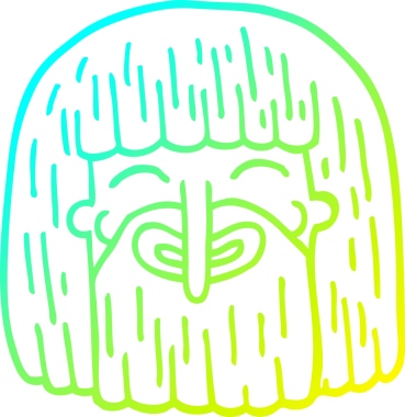 Bir insan tarafından çizilmiş sakallı bir karikatür çizimi.