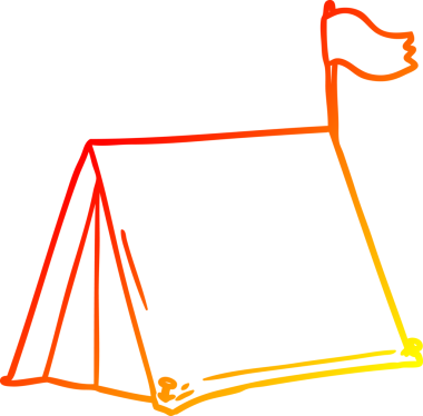 Bir insan tarafından çizilmiş çizgi film çadırının sıcak çizgi çizimi