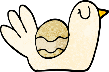 grunge desenli çizim çizgi film yuvası bir insan tarafından çizilmiş kuş.