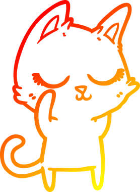 Bir insan tarafından çizilmiş sakin bir çizgi film kedisinin sıcak çizgi çizgisi.