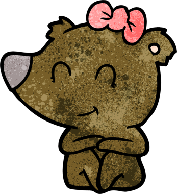 Bir insan tarafından çizilmiş dişi ayı çizgi filmi.