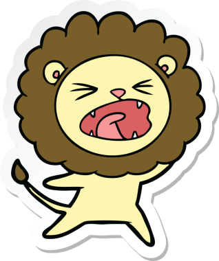 Bir insan tarafından çizilmiş karikatür aslanının çıkartması.