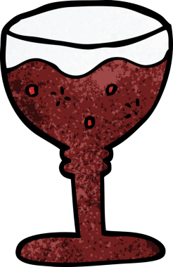 Bir insan tarafından çizilmiş kırmızı şarap karalama bardağı.