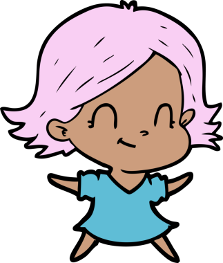 Bir insan tarafından çizilmiş karikatür dostu kız.