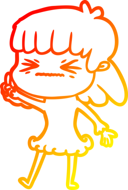 Bir insan tarafından çizilmiş kızgın bir kızın sıcak çizgi çizimi