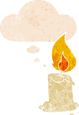 Düşünce baloncuklu çizgi film mumu grunge sıkıntılı retro desenli bir insan tarafından çizilmiş