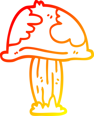 Bir insan tarafından çizilmiş vahşi bir mantarın sıcak çizgi çizimi