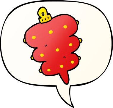 bir insan tarafından çizilmiş yumuşak bir gradyan stil ile konuşma baloncuğu ile karikatür noel dekorasyonu