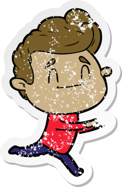 Bir insan tarafından çizilmiş koşan bir karikatürcünün sıkıntılı çıkartması.