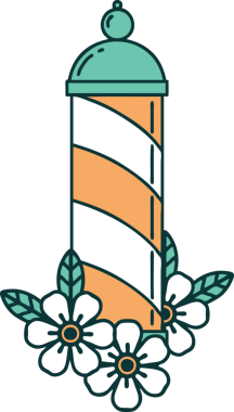 Bir insan tarafından çizilmiş bir berber direğinin sembolik dövmesi.