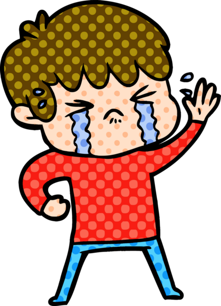 Bir insan tarafından çizilmiş ağlayan çizgi film çocuğu.