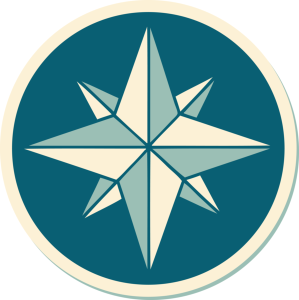 Bir insan tarafından çizilmiş geleneksel bir yıldız stiliyle dövme çıkartması.