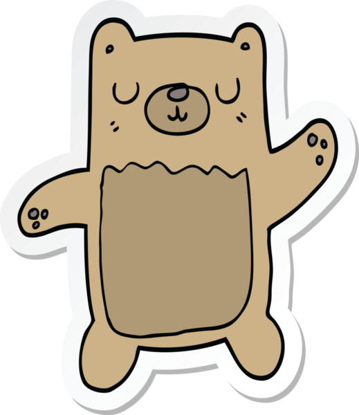 Bir insan tarafından çizilmiş çizgi film ayısının çıkartması.