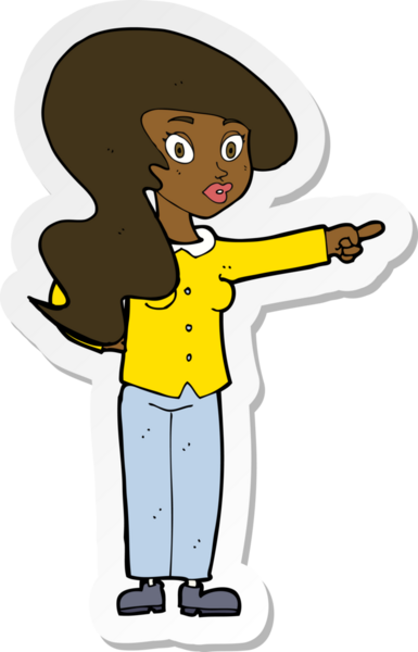 Çizgi film çıkartması. Güzel bir kadın, bir insan tarafından çizilmiş.