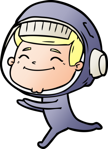 Bir insan tarafından çizilmiş mutlu astronot çizgi filmi.