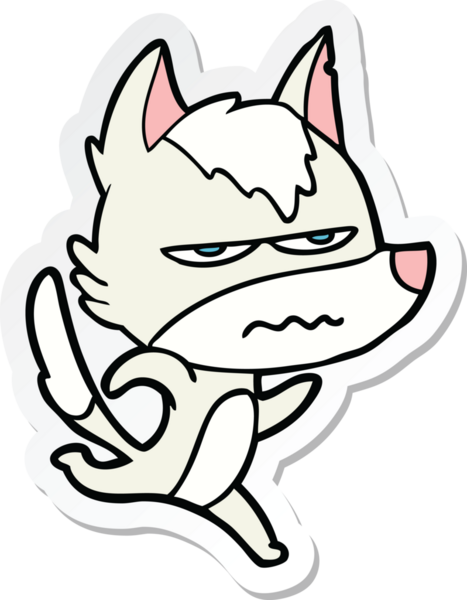 Bir insan tarafından çizilmiş kızgın bir kurdun çıkartması.