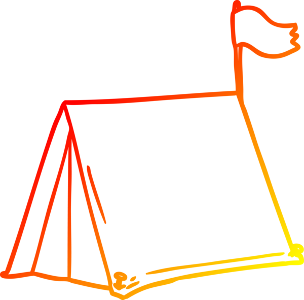Bir insan tarafından çizilmiş çizgi film çadırının sıcak çizgi çizimi