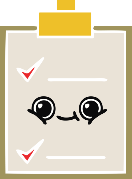 Bir insan tarafından çizilmiş bir kontrol listesinin düz renk retro karikatürü