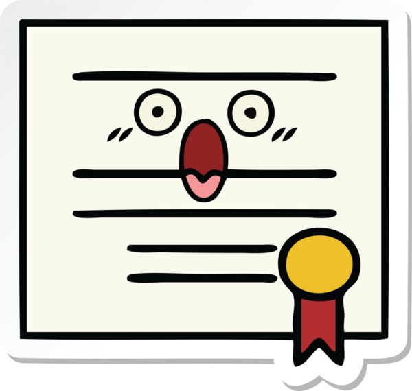 Bir insan tarafından çizilmiş şirin bir karikatür mezuniyet diplomasının çıkartması.