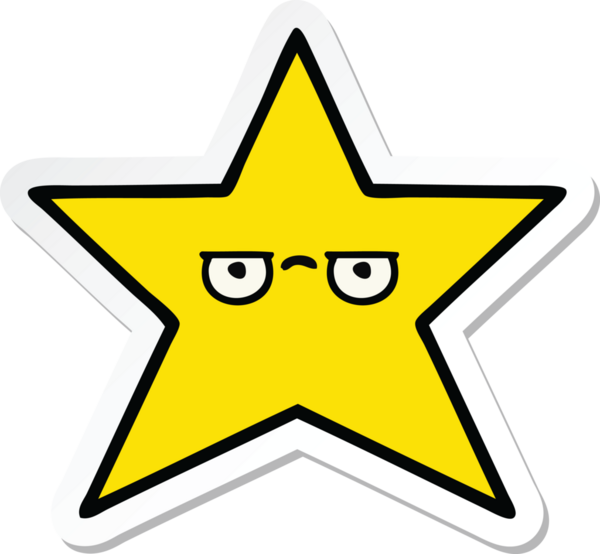 Bir insan tarafından çizilmiş şirin bir çizgi film yıldızının çıkartması.